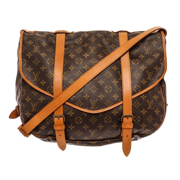 Louis Vuitton Brown Monogram Canvas Leather Saumur 43 Messenger Bag