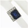 Image 3 : Antique 18K TT Gold Bezel Blue Stone 1.1 ctw Old Mine Cut Diamond Platter Ring