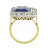 Image 8 : Antique 18K TT Gold Bezel Blue Stone 1.1 ctw Old Mine Cut Diamond Platter Ring