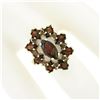 Image 3 : Vintage 14K Yellow Gold Marquise Prong Garnet Open Spray Flower Cocktail Ring
