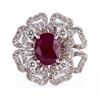 Image 1 : 2.28 ctw BURMESE Ruby and 1.49 ctw Diamond Platinum Ring (GIA CERTIFIED)
