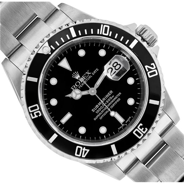 Rolex Mens No Holes Case Stainless Steel Black Dial Submariner With Rolex Box