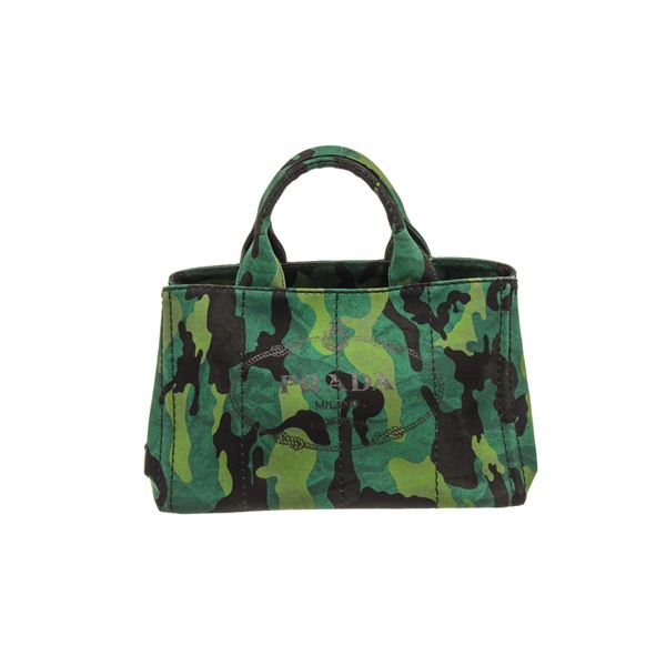 Prada Green Camo Canvas Canapa Tote Bag