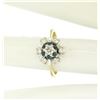 Image 7 : 14k Yellow & White Gold 0.65 ctw Diamond Sapphire 3 Tiered Starburst Cluster Rin