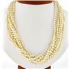 Image 2 : Vintage 11 Strand 31" Freshwater Pearl Necklace w/ 14k Gold Jade Handmade Clasp