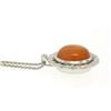Image 6 : 18k White Gold 7.59 ctw Peach Orange Bezel NATURAL Moonstone Diamond Halo Pendan