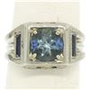 Image 4 : Antique Art Deco 18k White Gold 1.25 ctw Aquamarine and Diamond Ring