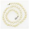 Image 3 : Classic 7.5-8mm Cultured Pearl Strand Necklace w/ 14k Gold Pave Diamond Clasp
