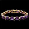 Image 1 : 14k Gold 30.00ct Amethyst & 1.35ct Diam Bracelet