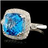 Image 2 : 14K Gold 5.60ct Topaz & 0.48ctw Diamond Ring