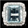 Image 1 : 18K Gold 12.49ct Aquamarine & 1.42ctw Diamond Ring