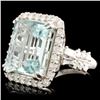 Image 2 : 18K Gold 12.49ct Aquamarine & 1.42ctw Diamond Ring
