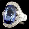 Image 2 : 18K Gold 11.28ct Tanzanite & 1.82ctw Diamond Ring