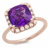 Image 1 : 14K Gold 3.00ct Amethyst & .35ct Diamond Ring