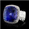 Image 2 : 18K Gold 12.70ct Tanzanite & 1.23ctw Diamond Ring
