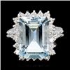 Image 1 : 14K Gold 8.00ct Aquamarine & 1.25ctw Diamond Ring