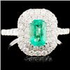 Image 1 : 18K Gold 0.79ct Emerald & 0.91ctw Diamond Ring