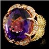 Image 2 : 14K Gold 23.02ct Amethyst & 0.75ctw Diamond Ring