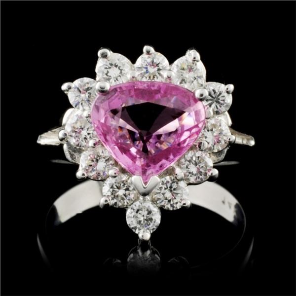 14K White Gold 2.00ct Sapphire & 1.00ct Diamond Ri