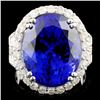 Image 1 : 18K Gold 13.35ct Tanzanite & 2.17ctw Diamond Ring