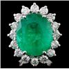 Image 1 : 18K Gold 11.30ct Emerald & 2.54ct Diamond Ring
