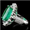 Image 3 : 18K Gold 11.30ct Emerald & 2.54ct Diamond Ring