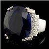 Image 2 : 14K Gold 22.00ct Sapphire & 0.65ctw Diamond Ring