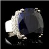 Image 3 : 14K Gold 22.00ct Sapphire & 0.65ctw Diamond Ring