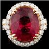 Image 1 : 18K Gold 11.15ct Rubellite & 1.26ctw Diamond Ring
