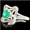 Image 2 : 14K Gold 0.90ct Emerald & 0.60ctw Diamond Ring