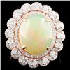Image 1 : 14K Gold 4.66ct Opal & 1.15 Diamond Ring