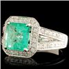 Image 2 : 18K Gold 2.10ct Emerald & 0.50ctw Diamond Ring
