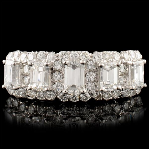 18K White Gold 3.24ct Emerald & 1.58ctw Diamond Ri