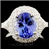Image 1 : 14K Gold 3.58ct Tanzanite & 0.80ctw Diamond Ring