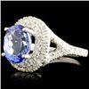 Image 2 : 14K Gold 3.58ct Tanzanite & 0.80ctw Diamond Ring
