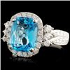 Image 2 : 14K Gold 3.42ct Topaz & 0.74ctw Diamond Ring