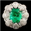 Image 1 : 18K Gold 4.83ct Emerald & 2.02ctw Diamond Ring