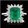 Image 1 : 18K W Gold 2.28ct Emerald & 0.57ct Diamond Ring