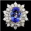 Image 1 : 14K Gold 4.36ct Tanzanite & 0.73ctw Diamond Ring
