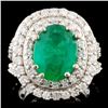 Image 1 : 14K Gold 3.69ct Emerald & 2.32ctw Diamond Ring