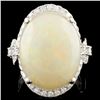 Image 1 : 14K Gold 10.70ct Opal & 0.96ctw Diamond Ring