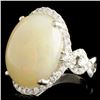 Image 2 : 14K Gold 10.70ct Opal & 0.96ctw Diamond Ring