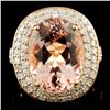 Image 1 : 14K Gold 7.66ct Morganite & 1.11ctw Diamond Ring