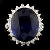 Image 1 : 14K Gold 17.15ct Sapphire & 1.25ctw Diamond Ring