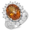 Image 1 : 14K Gold 6.50ct Citrine & 1.75ct Diamond Ring