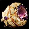 Image 3 : 14K Gold 14.11ct Amethyst & 2.00ctw Diamond Ring