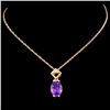 Image 2 : 14K Gold 2.90ct Amethyst & 0.02ctw Diamond Pendant