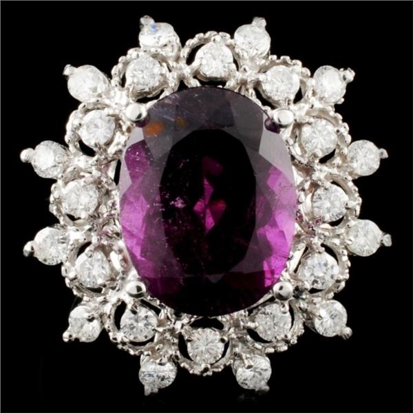 14K Gold 6.49ct Tourmaline & 0.97ctw Diamond Ring