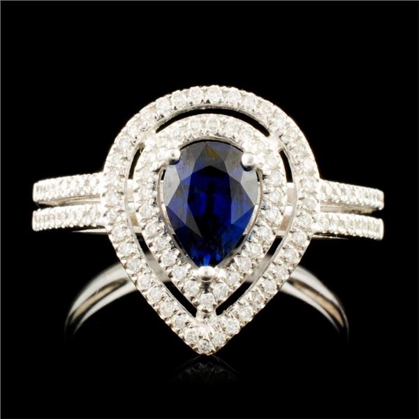 14K Gold 0.99ct Sapphire & 0.29ctw Diamond Ring