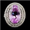 Image 1 : 14K W Gold 9.84ct Kunzite & 0.96ct Diamond Ring